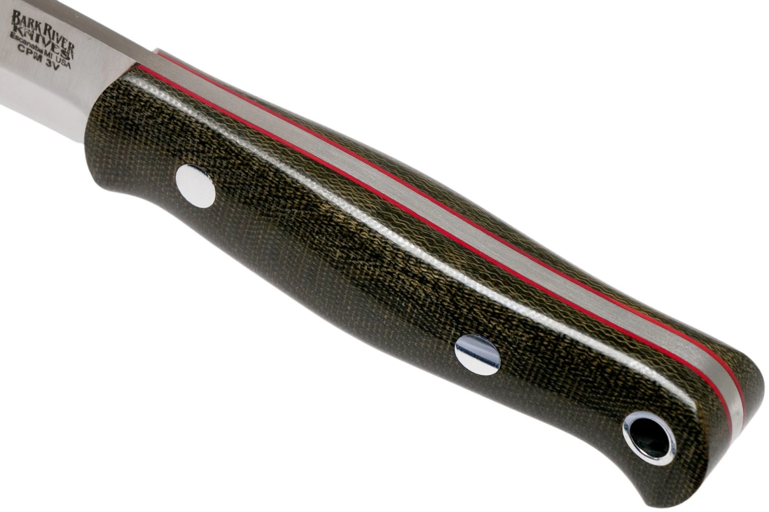 Bark River Bushcrafter I CPM 3V, Green Canvas Micarta, Red Liners 7 Bark River Bushcrafter I CPM 3V, Green Canvas Micarta, Red Liners - Imagen 5