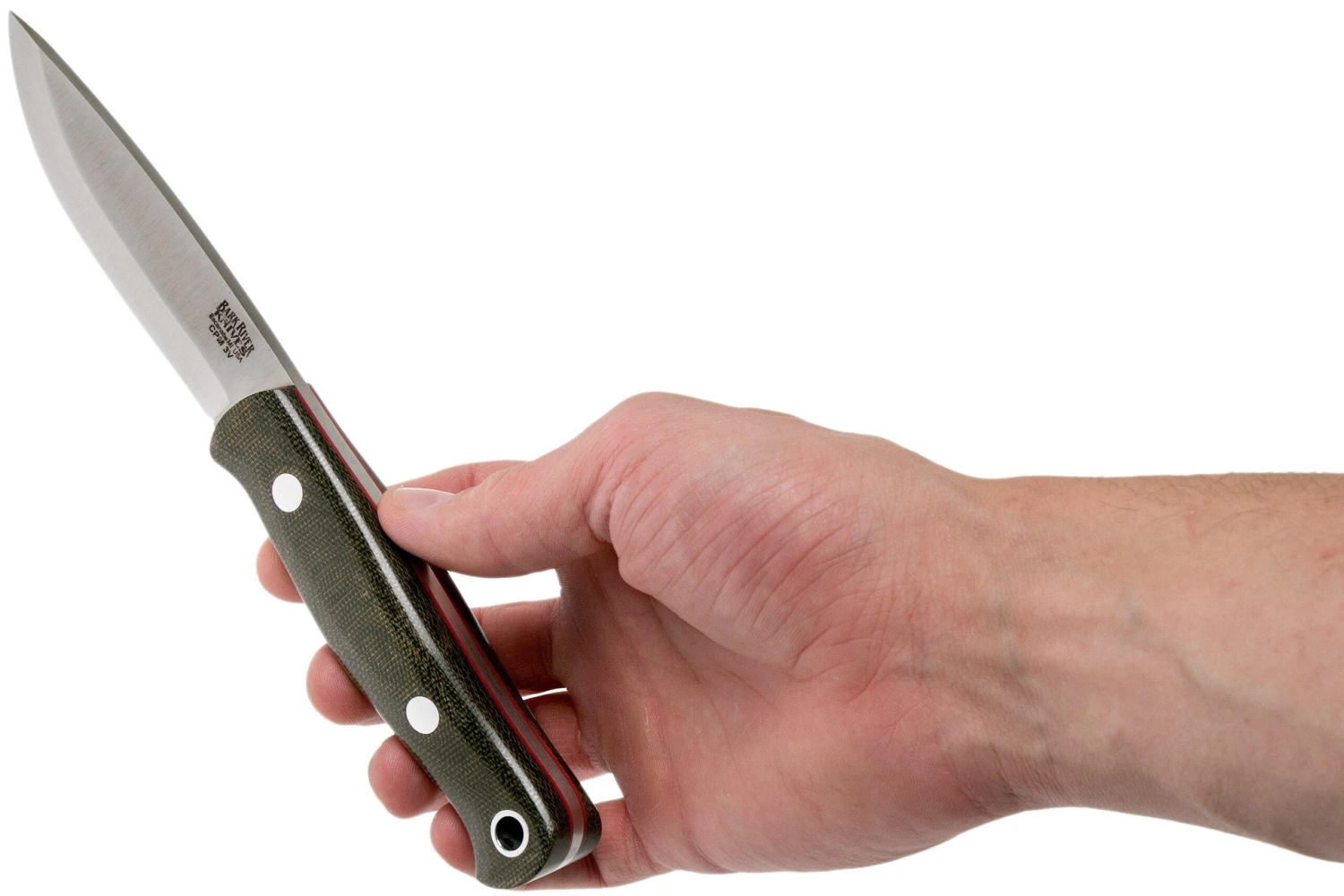 Bark River Bushcrafter I CPM 3V, Green Canvas Micarta, Red Liners 8 Bark River Bushcrafter I CPM 3V, Green Canvas Micarta, Red Liners - Imagen 6