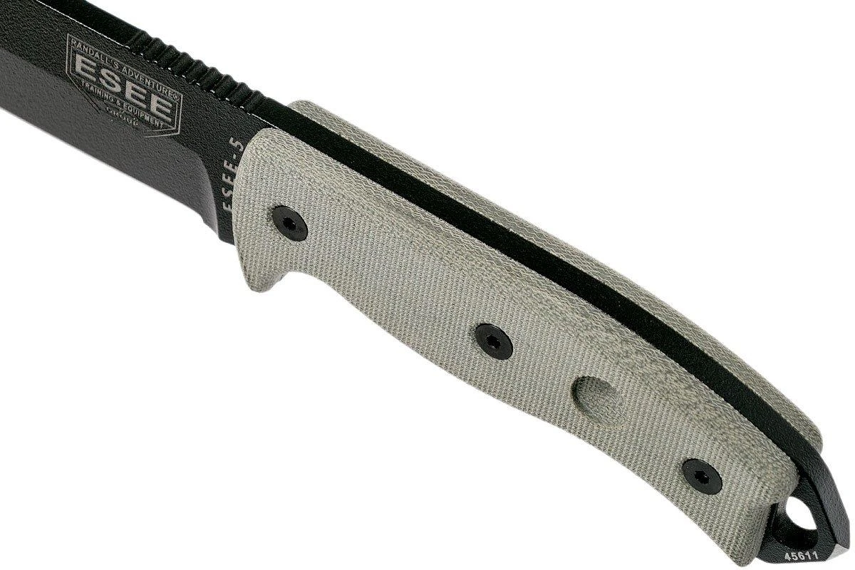 ESEE Model 5 Black Blade, Desert Tan Handle 5P-BK Con Funda Kydex + Clip De Cinturón 7 ESEE Model 5 Black Blade, Desert Tan Handle 5P-BK Con Funda Kydex + Clip De Cinturón - Imagen 5