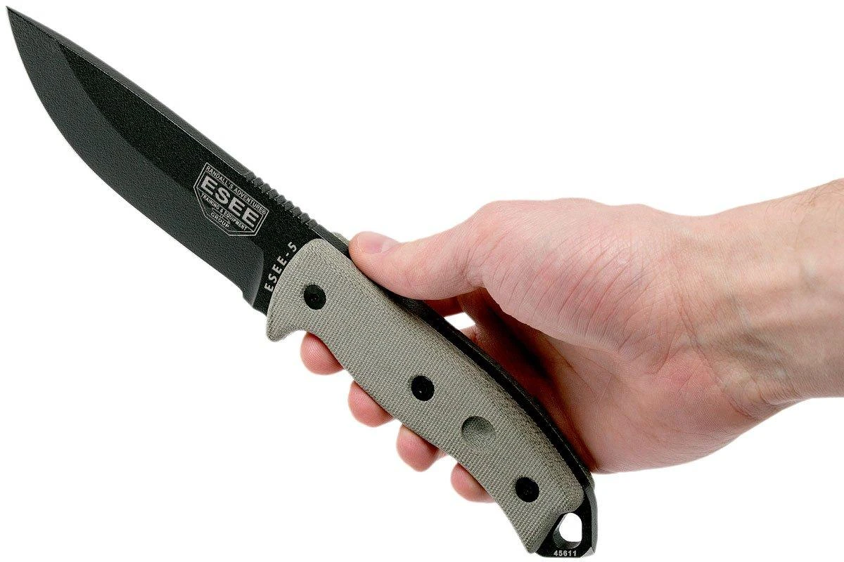 ESEE Model 5 Black Blade, Desert Tan Handle 5P-BK Con Funda Kydex + Clip De Cinturón 8 ESEE Model 5 Black Blade, Desert Tan Handle 5P-BK Con Funda Kydex + Clip De Cinturón - Imagen 6
