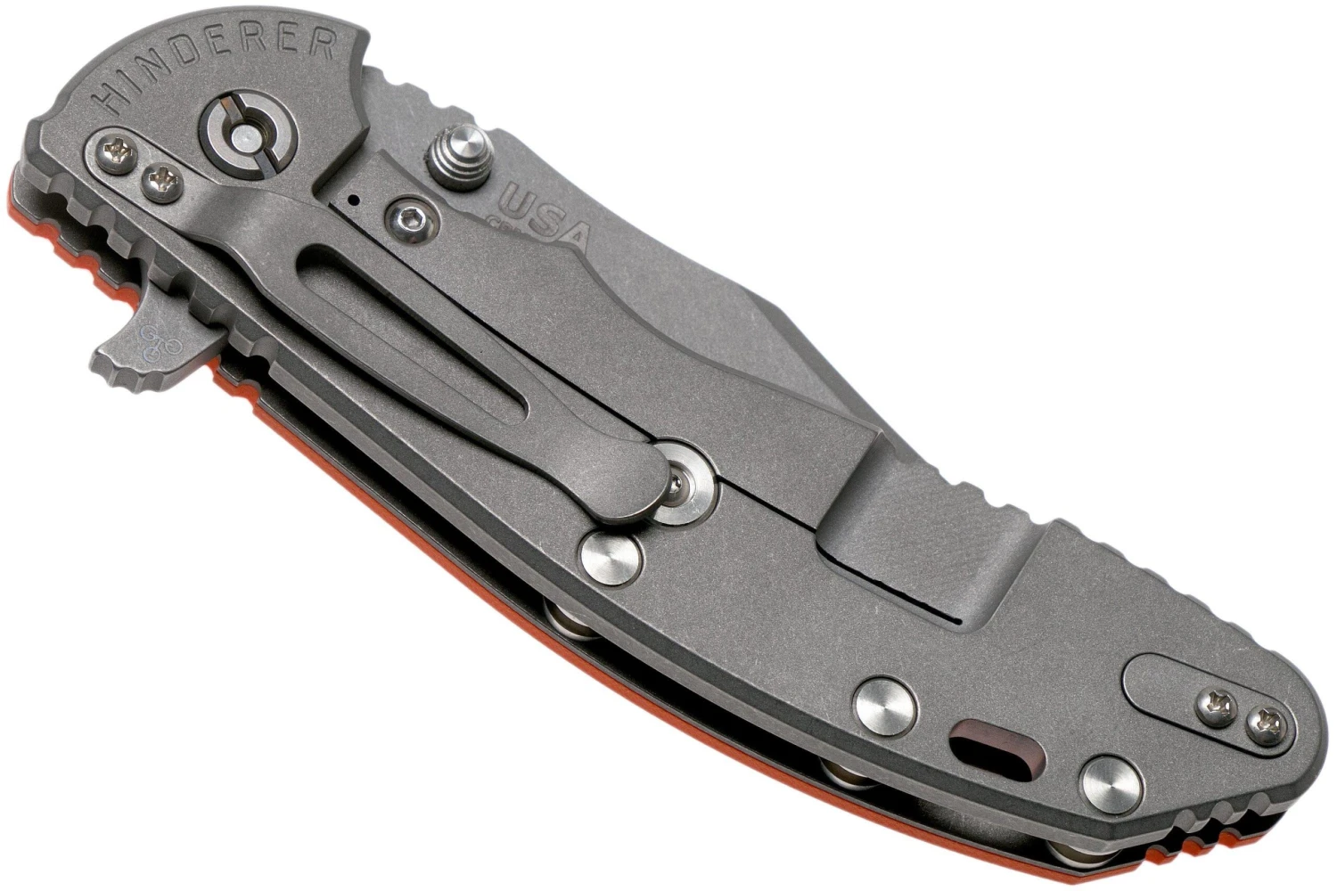 Rick Hinderer XM-24 4” Bowie, CPM 20CV, Working Finish, Orange G10 Navaja 6 Rick Hinderer XM-24 4” Bowie, CPM 20CV, Working Finish, Orange G10 Navaja - Imagen 4