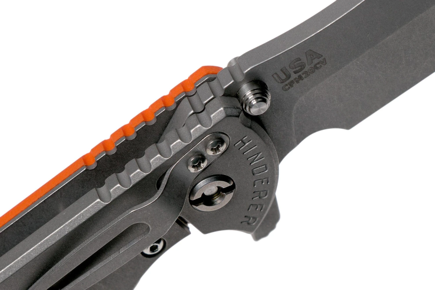 Rick Hinderer XM-24 4” Bowie, CPM 20CV, Working Finish, Orange G10 Navaja 8 Rick Hinderer XM-24 4” Bowie, CPM 20CV, Working Finish, Orange G10 Navaja - Imagen 6