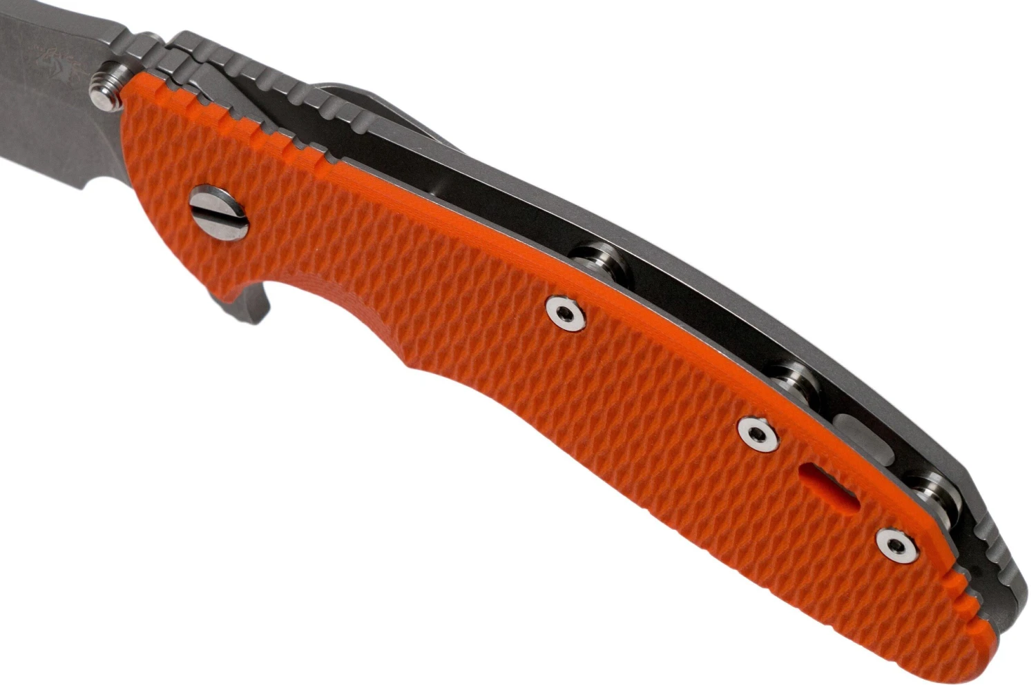 Rick Hinderer XM-24 4” Bowie, CPM 20CV, Working Finish, Orange G10 Navaja 9 Rick Hinderer XM-24 4” Bowie, CPM 20CV, Working Finish, Orange G10 Navaja - Imagen 7