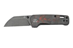 QSP Knife Penguin Mini QS130XS-E2, Blackwashed 14C28N, Red Shredded Carbon Fibre Navaja