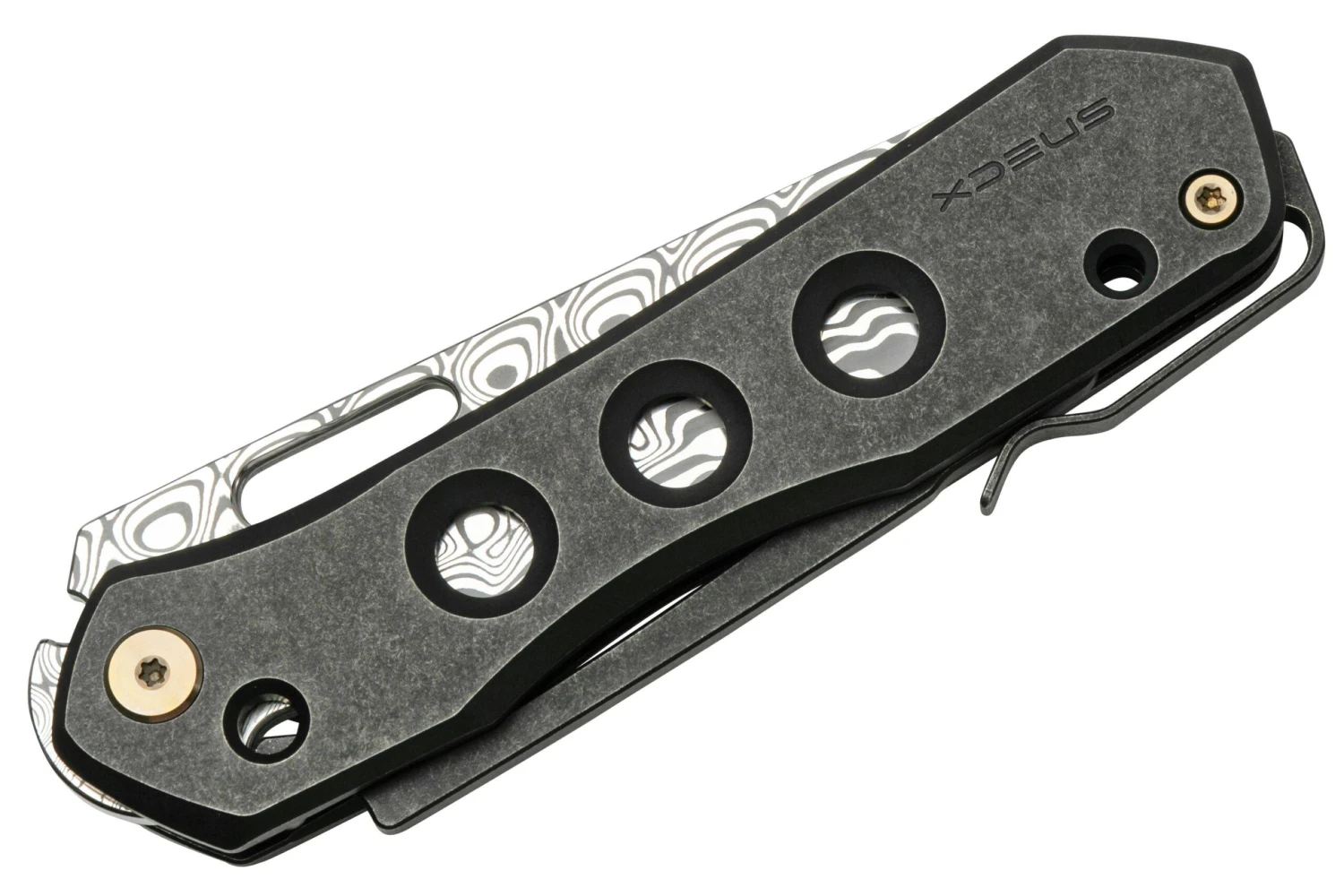 WE Knife Vision R 21031-DS1 Black Titanium, Hakkapella Damasteel Navaja, Diseño Snecx 6 WE Knife Vision R 21031-DS1 Black Titanium, Hakkapella Damasteel Navaja, Diseño Snecx - Imagen 4