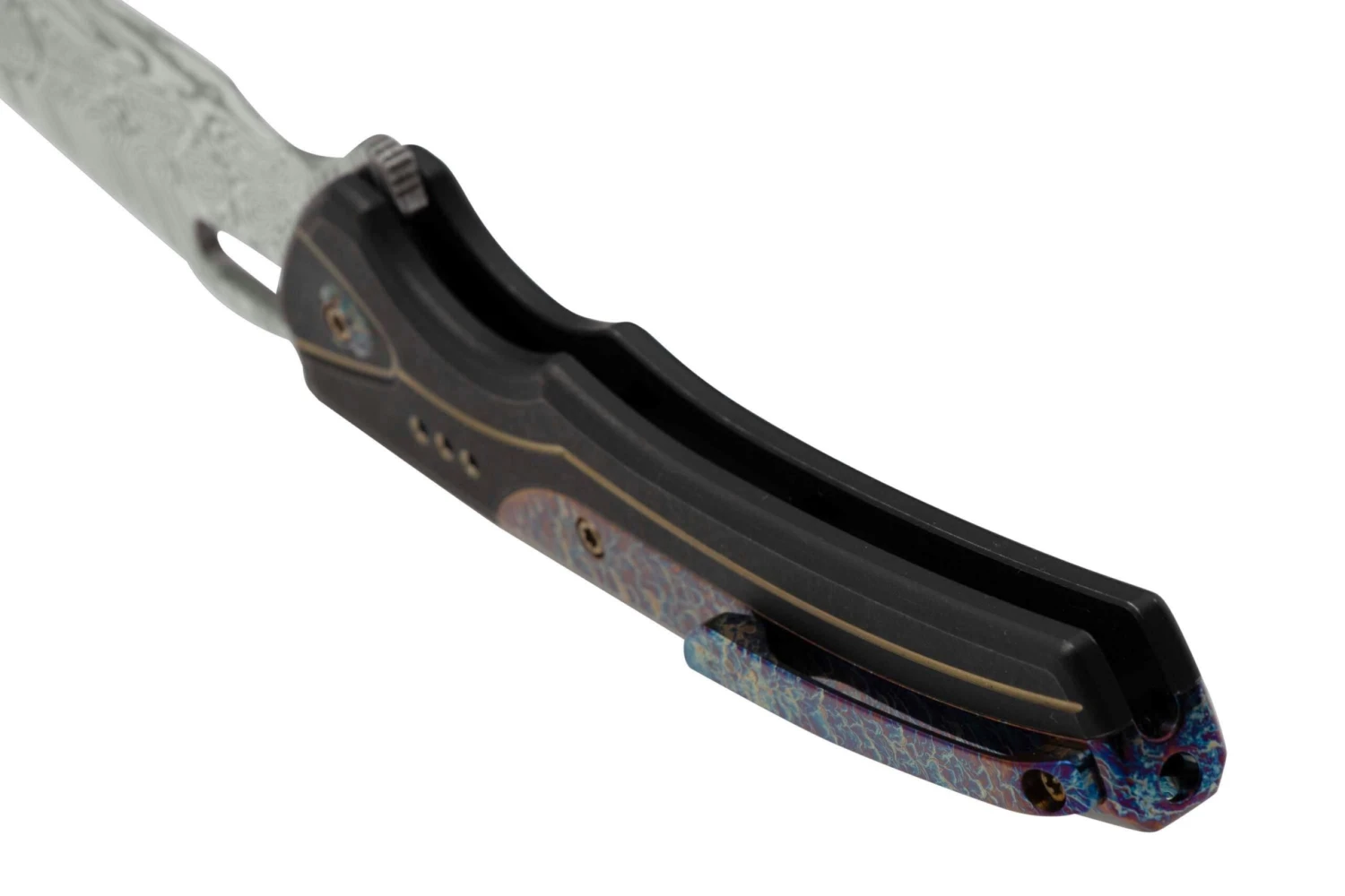 WE Knife Exciton Black Titanium Flamed Titanium, Heimskringla Damasteel WE22038A-DS1 Limited Edition Navaja 6 WE Knife Exciton Black Titanium Flamed Titanium, Heimskringla Damasteel WE22038A-DS1 Limited Edition Navaja - Imagen 4